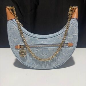 Louis Vuitton Blue and Tan Shoulder Bag